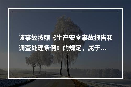 该事故按照《生产安全事故报告和调查处理条例》的规定，属于（）