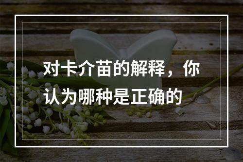 对卡介苗的解释，你认为哪种是正确的