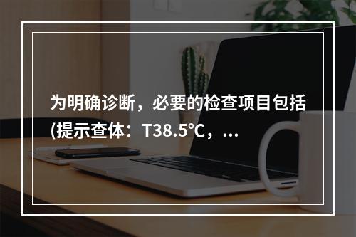 为明确诊断，必要的检查项目包括(提示查体：T38.5℃，P1