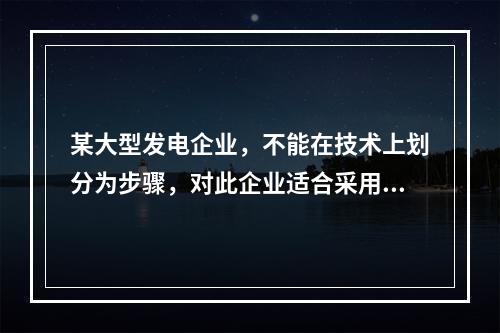 某大型发电企业，不能在技术上划分为步骤，对此企业适合采用的成