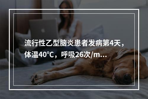 流行性乙型脑炎患者发病第4天，体温40℃，呼吸26次/min