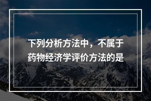 下列分析方法中，不属于药物经济学评价方法的是