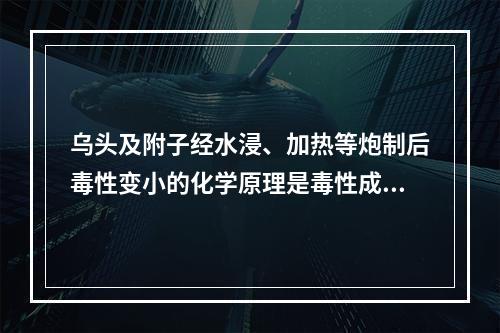 乌头及附子经水浸、加热等炮制后毒性变小的化学原理是毒性成分双