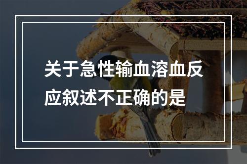 关于急性输血溶血反应叙述不正确的是