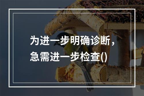 为进一步明确诊断，急需进一步检查()