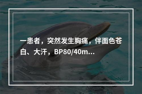 一患者，突然发生胸痛，伴面色苍白、大汗，BP80/40mmH