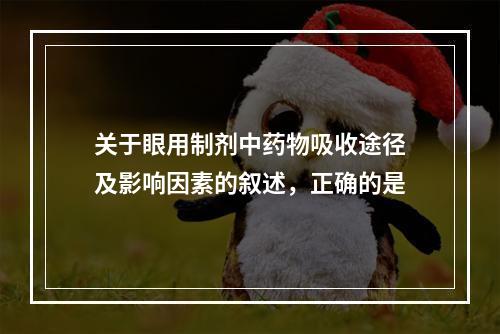 关于眼用制剂中药物吸收途径及影响因素的叙述，正确的是