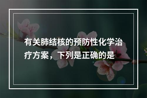 有关肺结核的预防性化学治疗方案，下列是正确的是