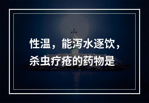 性温，能泻水逐饮，杀虫疗疮的药物是