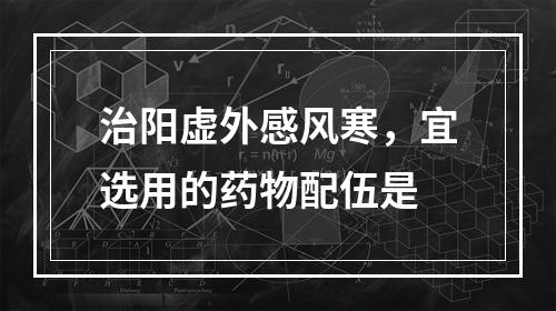 治阳虚外感风寒，宜选用的药物配伍是