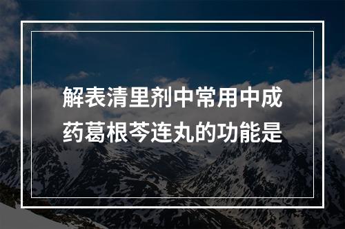 解表清里剂中常用中成药葛根芩连丸的功能是