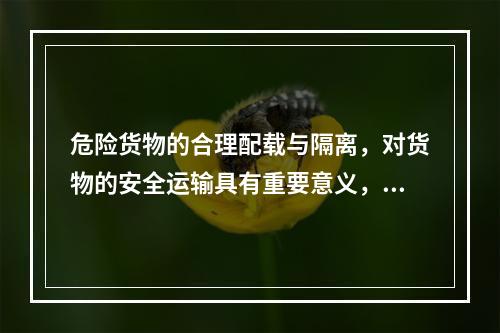 危险货物的合理配载与隔离，对货物的安全运输具有重要意义，下列