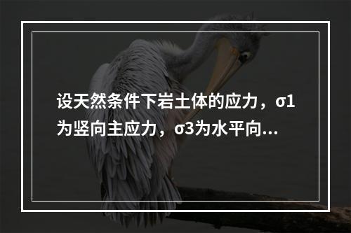 设天然条件下岩土体的应力，σ1为竖向主应力，σ3为水平向主