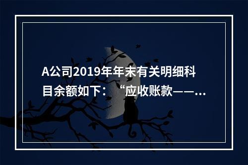 A公司2019年年末有关明细科目余额如下：“应收账款——甲”