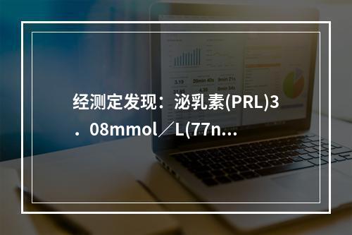 经测定发现：泌乳素(PRL)3．08mmol／L(77ng／