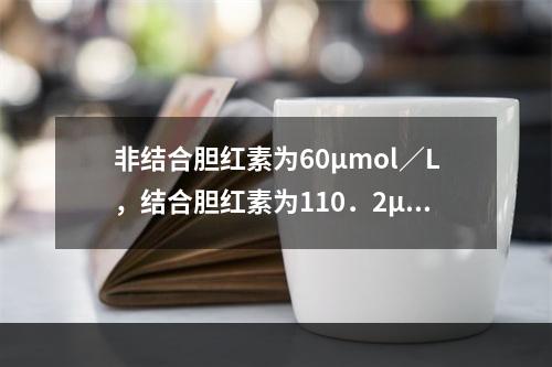 非结合胆红素为60μmol／L，结合胆红素为110．2μmo