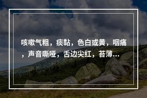 咳嗽气粗，痰黏，色白或黄，咽痛，声音嘶哑，舌边尖红，苔薄白或