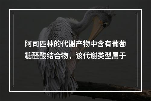 阿司匹林的代谢产物中含有葡萄糖醛酸结合物，该代谢类型属于