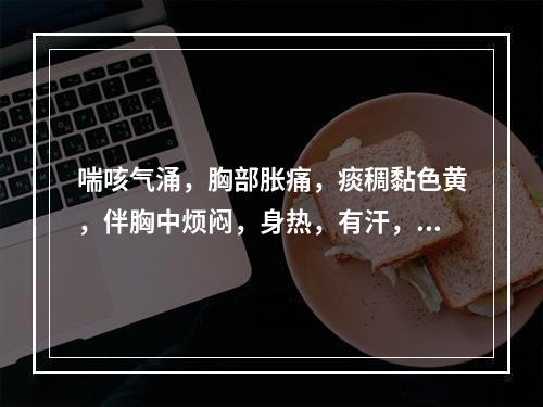 喘咳气涌，胸部胀痛，痰稠黏色黄，伴胸中烦闷，身热，有汗，口渴