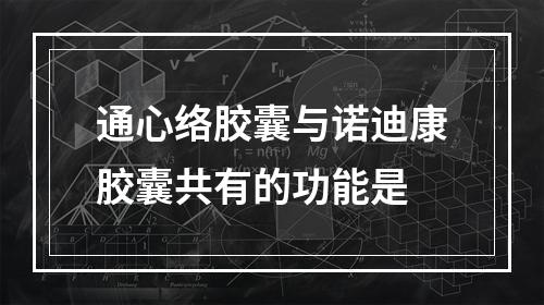 通心络胶囊与诺迪康胶囊共有的功能是