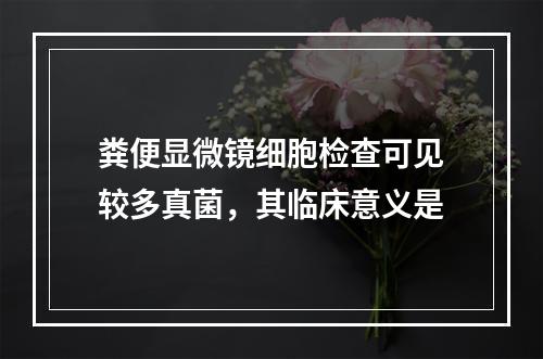 粪便显微镜细胞检查可见较多真菌，其临床意义是