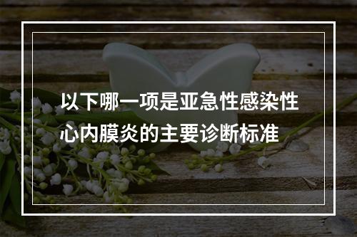 以下哪一项是亚急性感染性心内膜炎的主要诊断标准