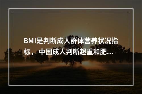 BMI是判断成人群体营养状况指标， 中国成人判断超重和肥胖程