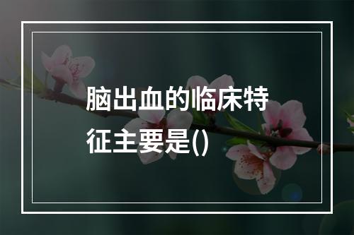 脑出血的临床特征主要是()