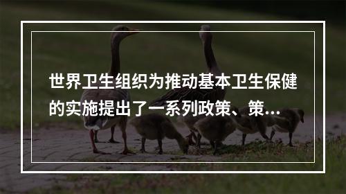 世界卫生组织为推动基本卫生保健的实施提出了一系列政策、策略、