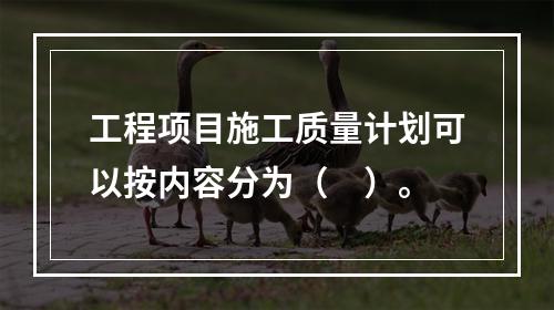 工程项目施工质量计划可以按内容分为（　）。