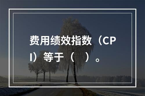 费用绩效指数（CPI）等于（　）。