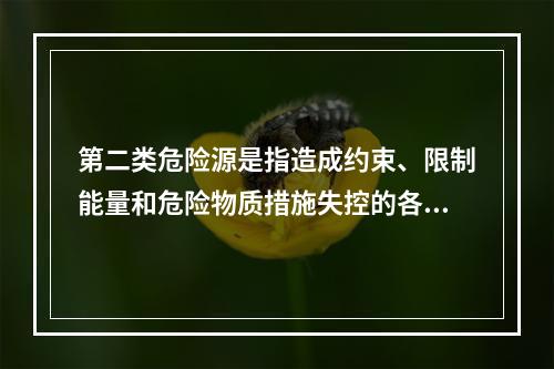 第二类危险源是指造成约束、限制能量和危险物质措施失控的各种不