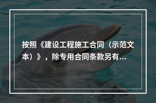 按照《建设工程施工合同（示范文本）》，除专用合同条款另有约定