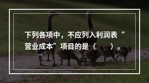 下列各项中，不应列入利润表“营业成本”项目的是（　　）。