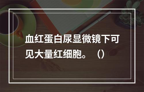 血红蛋白尿显微镜下可见大量红细胞。（）