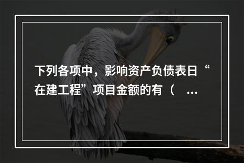 下列各项中，影响资产负债表日“在建工程”项目金额的有（　　）