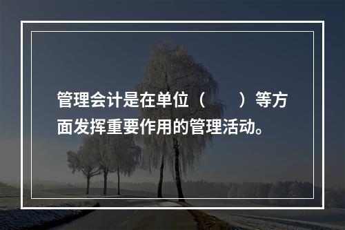 管理会计是在单位（　　）等方面发挥重要作用的管理活动。