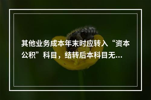 其他业务成本年末时应转入“资本公积”科目，结转后本科目无余额