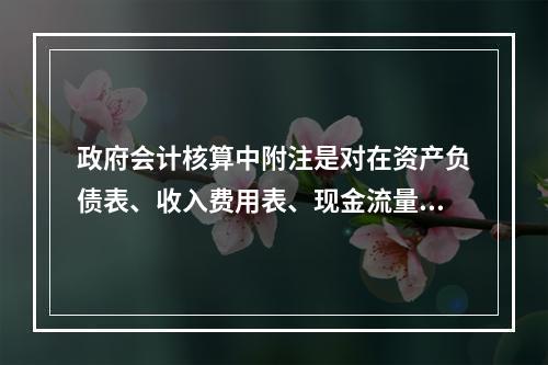 政府会计核算中附注是对在资产负债表、收入费用表、现金流量表等