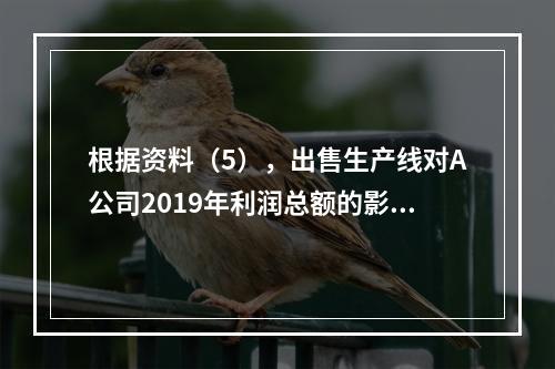 根据资料（5），出售生产线对A公司2019年利润总额的影响金