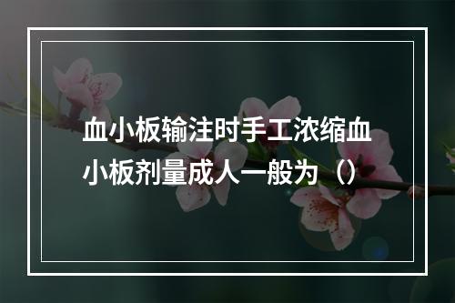 血小板输注时手工浓缩血小板剂量成人一般为（）