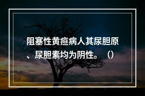 阻塞性黄疸病人其尿胆原、尿胆素均为阴性。（）