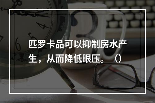 匹罗卡品可以抑制房水产生，从而降低眼压。（）