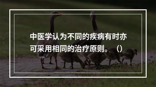 中医学认为不同的疾病有时亦可采用相同的治疗原则。（）