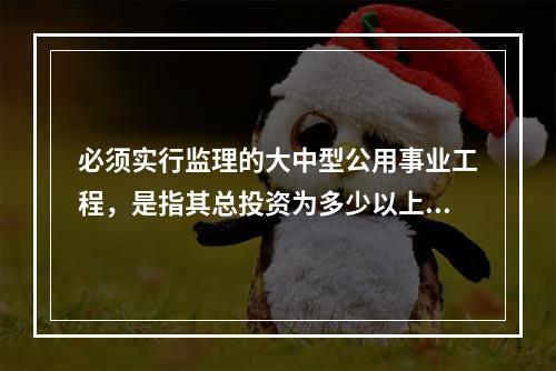 必须实行监理的大中型公用事业工程，是指其总投资为多少以上的项