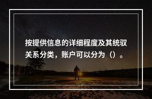 按提供信息的详细程度及其统驭关系分类，账户可以分为（）。