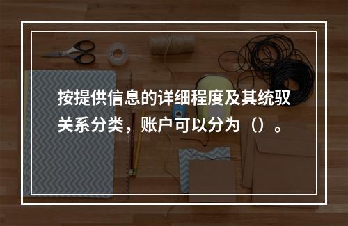 按提供信息的详细程度及其统驭关系分类，账户可以分为（）。