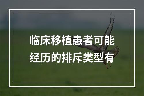 临床移植患者可能经历的排斥类型有