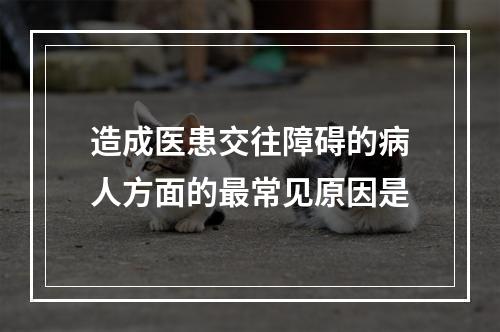 造成医患交往障碍的病人方面的最常见原因是