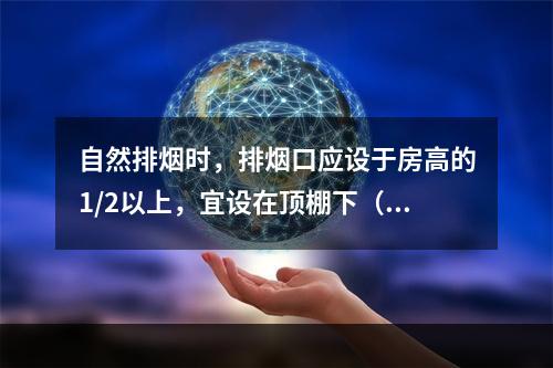 自然排烟时，排烟口应设于房高的1/2以上，宜设在顶棚下（　